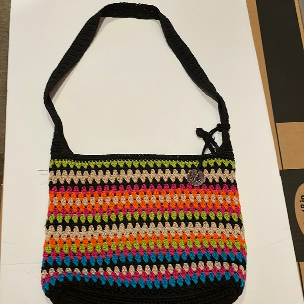 The Sak Lucia Crossbody Purse Multicolor Stripe Crochet Zipper Closure